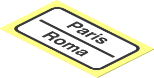 Sticker  1.1 x  1.9 with "Paris / Roma"