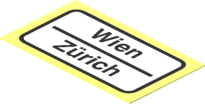 Sticker  1.1 x  1.9 with "Wien / Zürich"