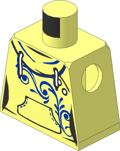 Minifig Torso with Female Hoodie, White Laces, Blue Scrollwork and Kangaroo Pocket Pattern