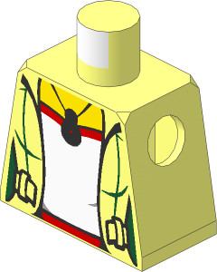 Minifig Torso with Female Jacket Open, Red and White Top with Necklace Pattern