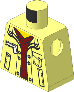 Minifig Torso with Jacket with Pockets over Dark Red V-Neck Sweater Pattern