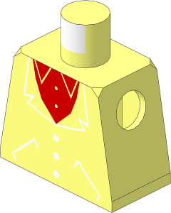 Minifig Torso with Red Shirt and Suit Pattern
