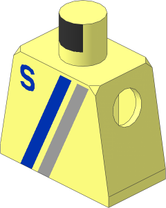 Minifig Torso with "S" Logo Grey / Blue Pattern