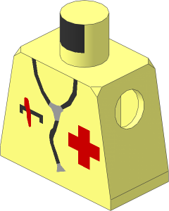 Minifig Torso with Red Cross and Stethoscope Pattern