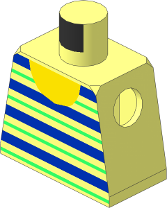 Minifig Torso with Blue and Mint Green Stripes Pattern