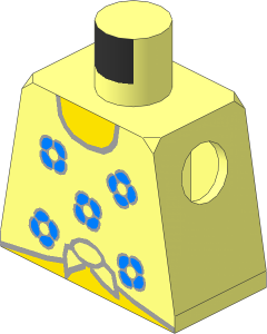 Minifig Torso with Blue Flowers on Tied Shirt Pattern