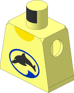 Minifig Torso with Jumping Dolphin in Blue Oval Pattern