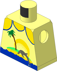 Minifig Torso with Palm Tree and Dolphin Pattern