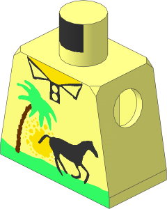 Minifig Torso with Palm Tree and Horse Pattern
