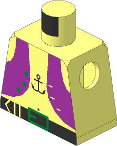 Minifig Torso with Pirate Purple Vest and Anchor Tattoo Pattern