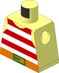 Minifig Torso with Pirate Stripes Red/White Pattern