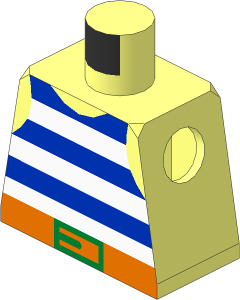 Minifig Torso with Pirate Stripes Blue/White and Gold Buckle Pattern