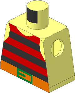 Minifig Torso with Pirate Stripes Red/Black Pattern