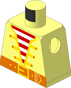 Minifig Torso with Open Jacket over Striped Vest Pattern