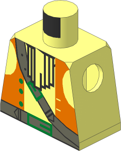 Minifig Torso with Brown Vest, Ascot and Belt Pattern