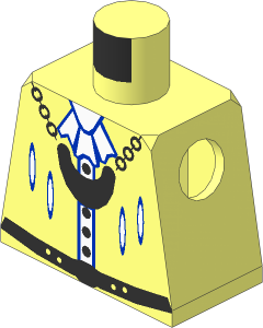 Minifig Torso with Medallion, Belt and Silver Buttons Pattern