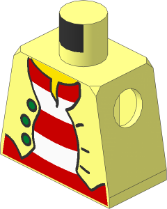 Minifig Torso with Pirate Vest with 3 Gold Buttons over Red and White Striped Shirt Pattern