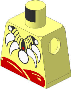 Minifig Torso with Red Loincloth and White Bone Necklace Pattern
