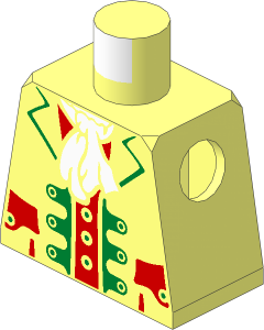 Minifig Torso with Pirate Captain and White Ascot Pattern