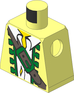 Minifig Torso with Pirate Jacket, Torn White Shirt, Big Belt Buckle Pattern