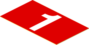 Sticker  1.1 x  1.9 with White Number "1" on Red Background