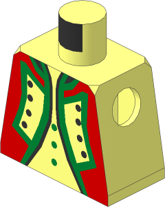 Minifig Torso with Red Imperial Guard Officer Pattern