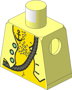 Minifig Torso with Pirate Vest over Yellow Skin, Anchor Tattoo, Rope on Back Pattern