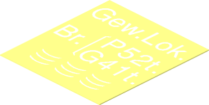 Sticker  2.2 x  2 with White "Gew.Lok" and "Br.P52.G41."