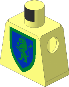 Minifig Torso with Lion Gold on Blue Shield Pattern