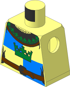 Minifig Torso with Crown on DarkBlue/MediumBlue Quarters Pattern