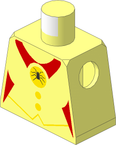 Minifig Torso with Black Spider, Yellow Circles and Red Shirt Pattern