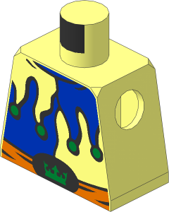 Minifig Torso with Blue Jesters Collar, Belt and Crown on Buckle Pattern