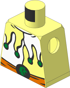 Minifig Torso with White Jesters Collar, Belt and Lion Head on Buckle Pattern