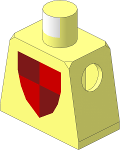 Minifig Torso with Maroon/Red Quarters Shield Pattern