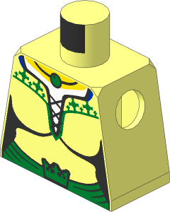 Minifig Torso with Female Corset and Gold Crown and Trim Pattern