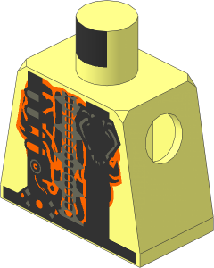 Minifig Torso with UFO Alien Orange and Silver Pattern