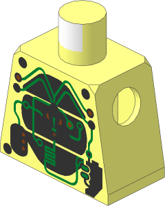 Minifig Torso with Insectoids with Silver Logo on Black Panels Pattern