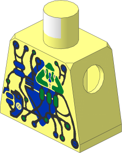 Minifig Torso with Insectoids Female, Blue Diamond under Circuits Pattern