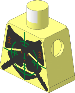Minifig Torso with Insectoids with Silver X on Green Verniers Pattern