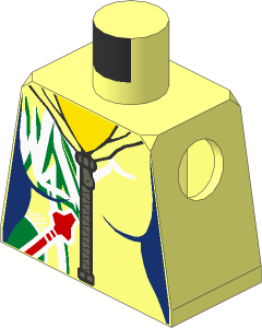 Minifig Torso with Female Jumpsuit with Zipper, White and Gold Markings and Classic Space Logo Pattern