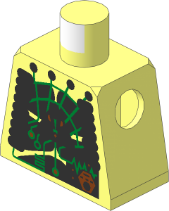Minifig Torso with Insectoids with Green Circuitry & Silver Hose on Sides Pattern