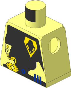 Minifig Torso with UFO Alien Insignia and 3 Blue Bars Pattern