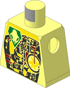 Minifig Torso with UFO Alien Circuitry and Red Lever Pattern