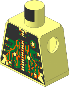 Minifig Torso with UFO Alien Silver and Gold Circuitry Pattern