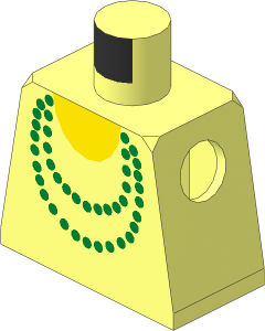 Minifig Torso with Gold Necklace and Yellow Undershirt Pattern