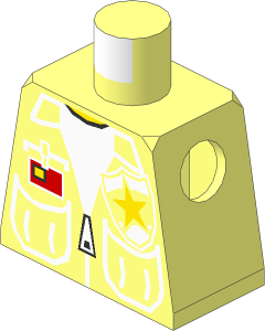 Minifig Torso with Vest, Patch Pockets and Police Badge Yellow Star Pattern