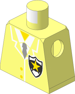 Minifig Torso with Jacket, Tie and Police Badge Yellow Star Pattern