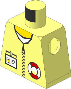 Minifig Torso with Lifebelt Logo and ID Card Pattern