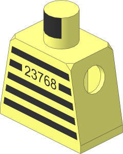 Minifig Torso with Jail Stripes and "23768" Pattern