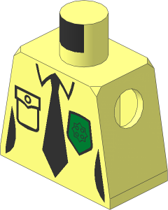 Minifig Torso with Female Police Shirt with Gold Badge, Pocket and Black Tie Pattern